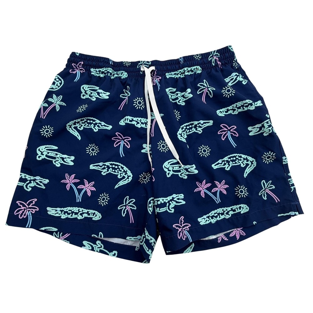 Chubbies Swim Trunks Shorts Mens XL Blue Animal Print Mesh Lined Drawstring Neon